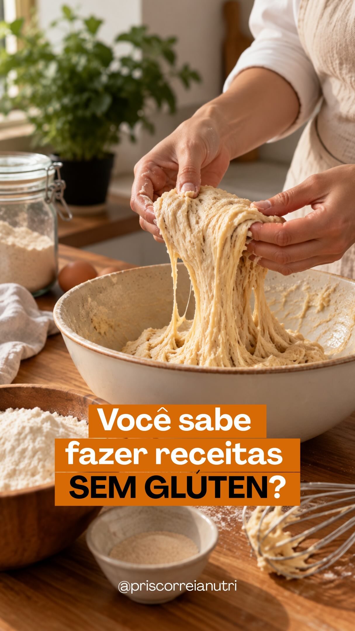 Você já tentou fazer uma receita sem glúten e acabou com uma massa seca, pesada ou quebradiça? 👀

O problema pode estar em um detalhe que muita gente ignora: retirar a farinha de trigo exige mais do que simplesmente substituí-la por outra.

Na panificação tradicional, o glúten contribui para a elasticidade e a estrutura das massas. Sem ele, precisamos entender como combinar ingredientes e aplicar técnicas que ajudem a alcançar a textura desejada.

E é justamente aí que a mágica da cozinha acontece! 👩🏻‍🍳✨

Com conhecimento, prática e as combinações certas, é possível preparar receitas sem glúten deliciosas e com texturas surpreendentes.

🎄 E eu tenho uma novidade chegando!

Estou preparando uma aula especial para ensinar você a fazer um panetone sem glúten, com todo o cuidado que essa receita merece.

Ainda vou contar os detalhes, mas quero saber uma coisa:

💬 Você gostaria de aprender a preparar seu próprio panetone sem glúten para o Natal? Comente EU QUERO! ❤️

#PanetoneSemGluten #ReceitasSemGluten #CulinariaSemGluten #NutriçãoIntegrativa #Natal2026